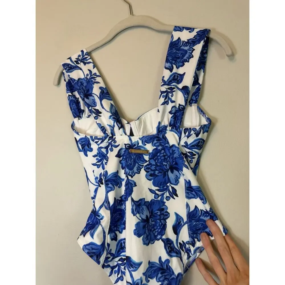 Alexandra Miro ZELLA One Piece Underwire SWIMSUIT - BLUE CAPRI XS NWT $328
